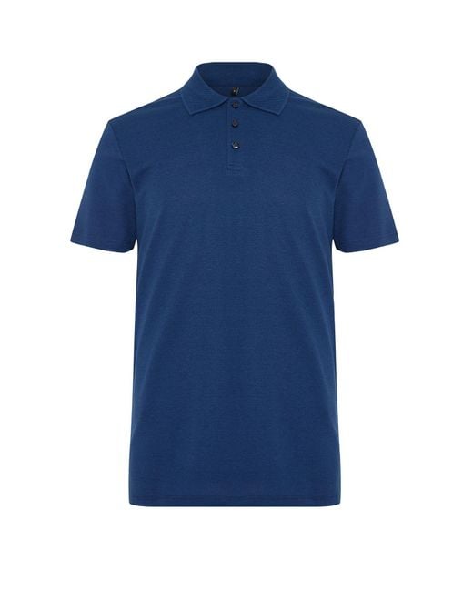 Trendyol Marineblaues t-shirt mit strukturiertem polokragen und normaler schnittform in Blue für Herren