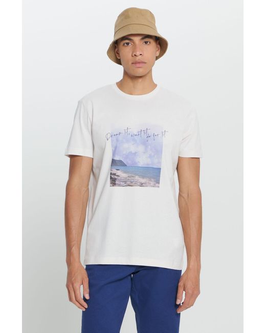 AC&Co / Altınyıldız Classics Hellgraues T-Shirt Mit Standard-Passform Und Normaler Passform Aus 100 Baumwolle Mit Rundhalsausschnitt Für Herren in White für Herren