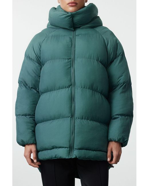 Trendyol Green Übergroße Grüne Pufferjacke – Kapuze Und Wasserabweisend, Winter – Für Damen