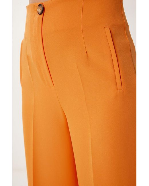 Happiness İstanbul Orangefarbene Culotte-Hose Mit Mittlerer Taille Für Damen