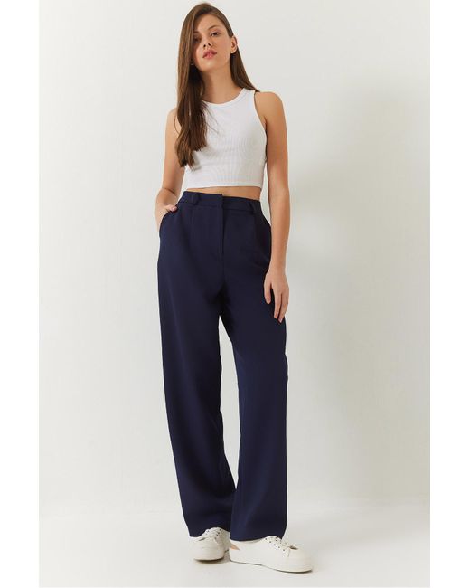 Bianco Lucci Blue Palazzo Hose 4000