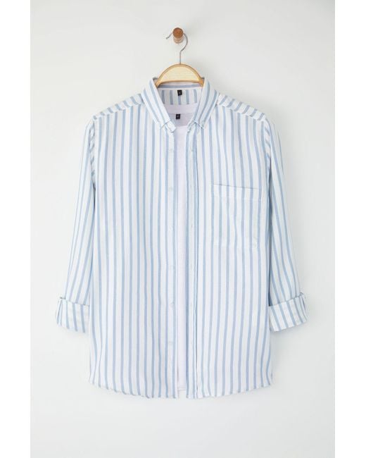 Trendyol Blau Gestreifte Oxford-Goruntu Für Herren in Blue für Herren