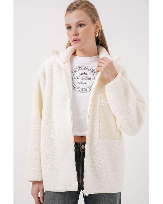 Bigdart Natural 55446 Übergroße Plüschjacke Mit Reißverschluss – Für Damen
