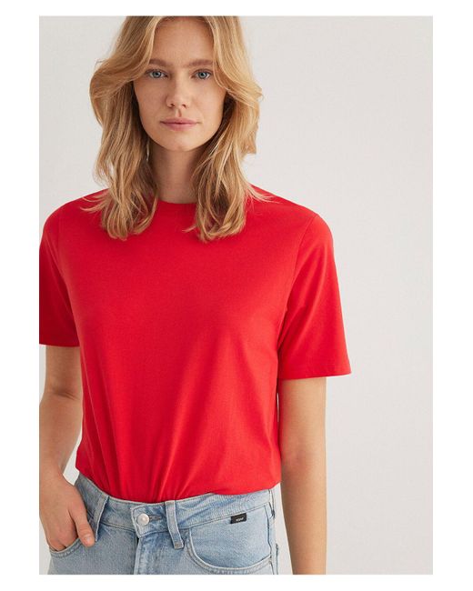 Mavi Red Rotes Basic-T-Shirt Mit Normaler Passform -70467 Für Damen