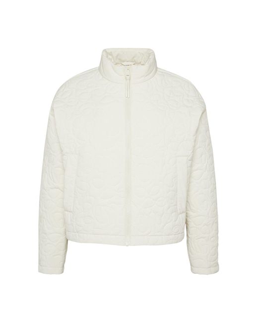 S.oliver White Zip, Stand-Up-Ärmel, Gewebter Stoff, Übergroß, Boxy, Leicht Warm Für Damen