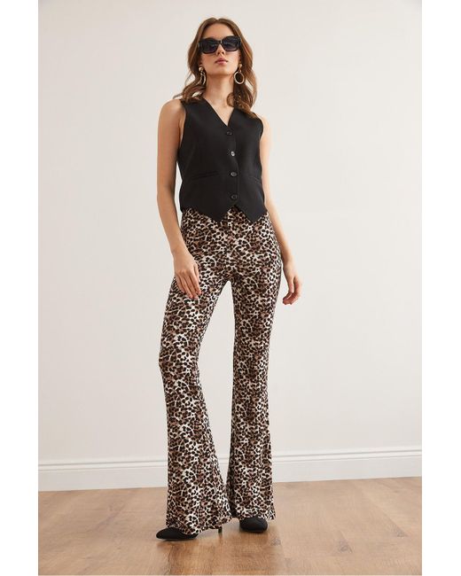 Olalook Natural Leggings Mit Leopardenmuster Und Ausgestelltem Bein, Weich Strukturierte Viscon-Leggings Tyt- 19000092 Für Damen