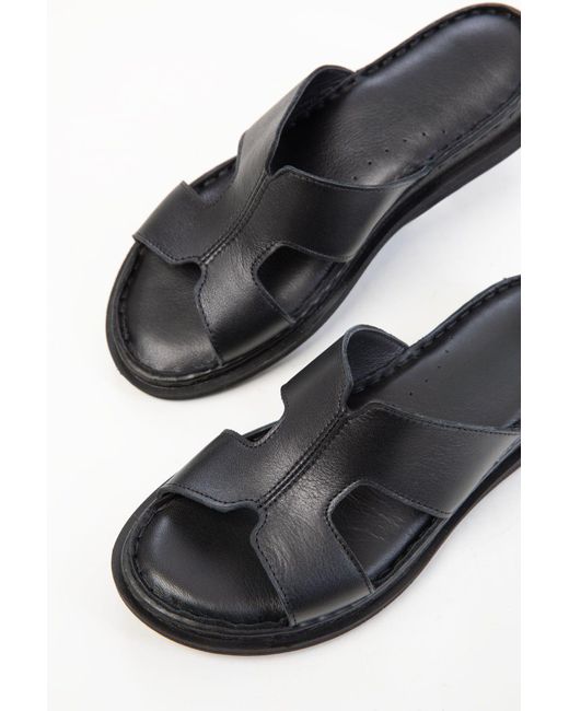 Soho Black Schwarze Hausschuhe Aus Echtem Leder Für Damen