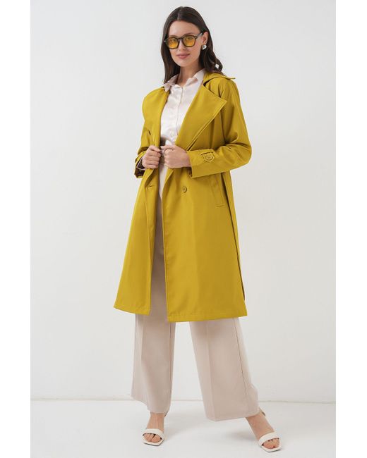 Bigdart Yellow 5918 Trenchcoat Mit Zweireihigem Kragen – Ölgrün Für Damen