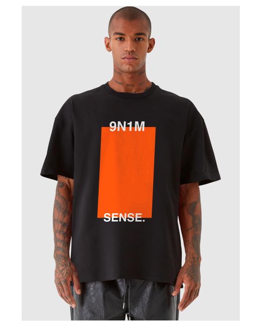 9N1M SENSE Sense orange square tee in Black für Herren