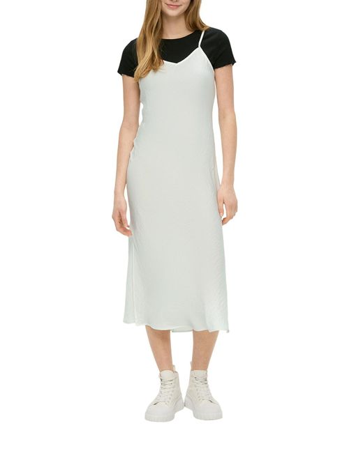 Qs By S.oliver White Kleid, kurz, v-ausschnitt, spaghettiträger
