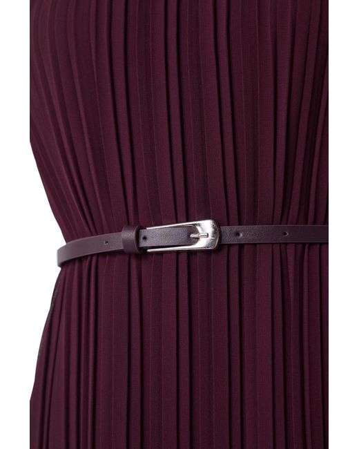 Trendyol Red Burgunderfarbenes Chiffon-Midikleid – Mit Gürtel, Falten Und Futter, Für Damen