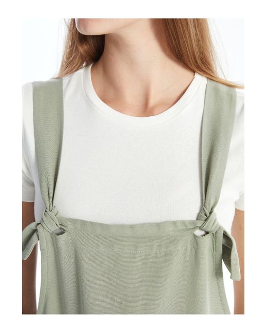 LC Waikiki Green Salopette-Kleid Mit Quadratischem Ausschnitt Für Damen