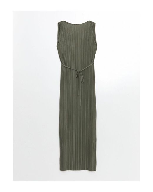 LC Waikiki Green Lcw Vision Kleid Mit Rundhalsausschnitt Und Strukturiertem Crinkle-Muster Für Damen