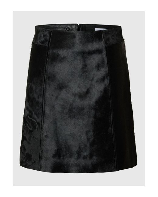 SELECTED Black Minirock 100% Rindsleder Für Damen