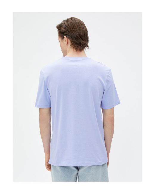 Koton Bedrucktes t-shirt mit rundhalsausschnitt und kurzen ärmeln in White für Herren