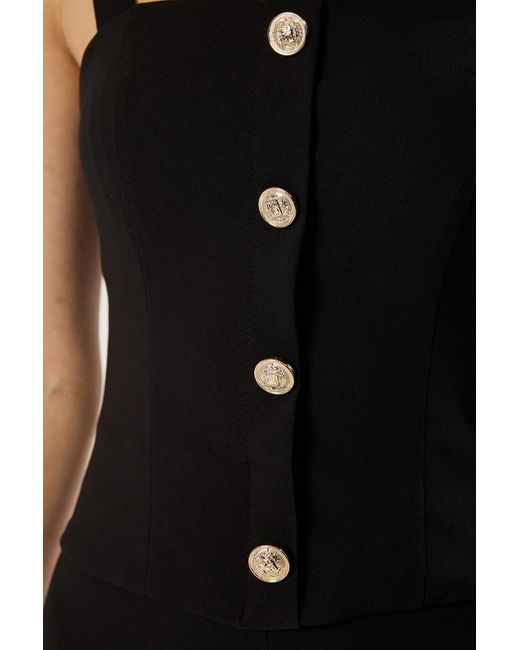 Trendyol Black Schwarzes, Körperbetontes, Gewebtes Midi-Kleid Mit Knopfdetail Für Damen