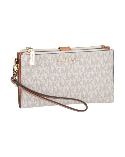 Michael Kors Brown Clutch Jet Set Double Zip Mk Sig Für Damen