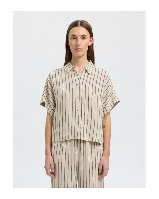 SELECTED Natural Crop-Bluse Streifen Für Damen