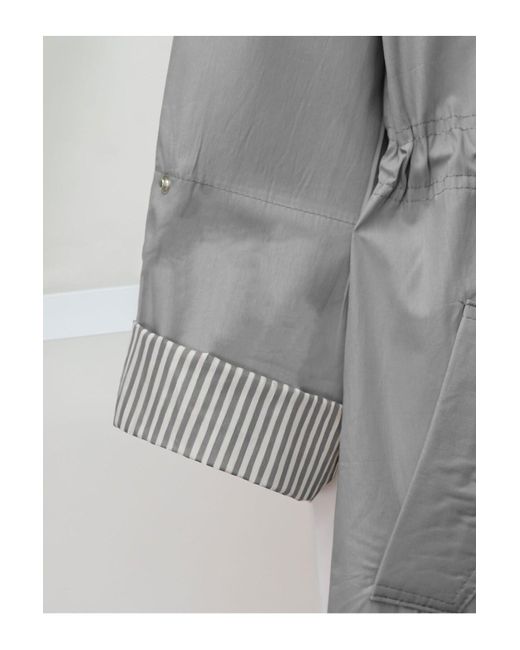 Modamorfo Gray Trenchcoat Aus Bio-Baumwolle – Tunnel-Schnürung, Oberteil Mit Taschendetail Und Ungefüttert Für Damen