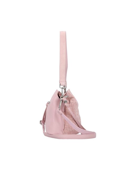 Fredsbruder Pink Weave Harmony Schultertasche Leder 27 Cm Für Damen