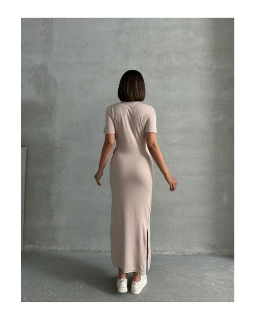 BEJNA Gray Beigefarbenes Kleid Aus Modal Mit Taillenschnürung Für Damen