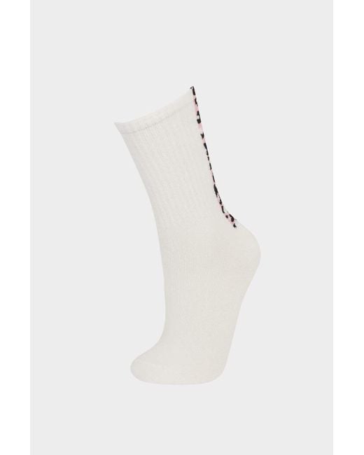 Defacto White 3-Teilige Lange Baumwollsocken Für Mädchen E6267A8Ns Für Damen