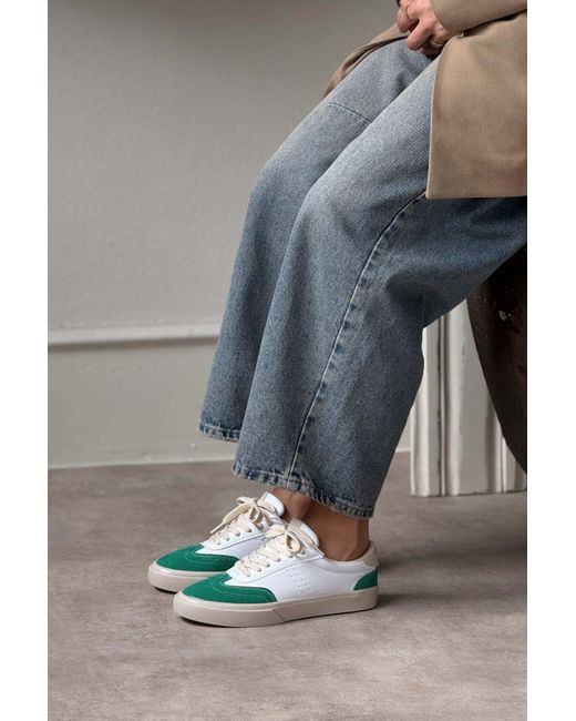 NİŞANTAŞI SHOES White Brooke Matt Grün Wildleder Detaillierte Flache Sohle Schnürschuhe Für Damen