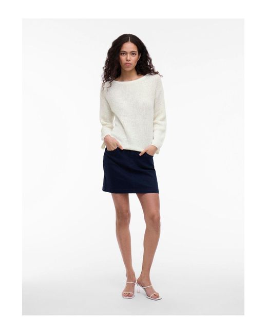 Vila White Strickpullover Visummi U-Boot-Ausschnitt Für Damen