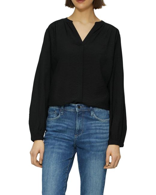 S.oliver Black Gathered Gathering, Umlaufender Saum, Viskose-Mischung, Lässig Für Damen