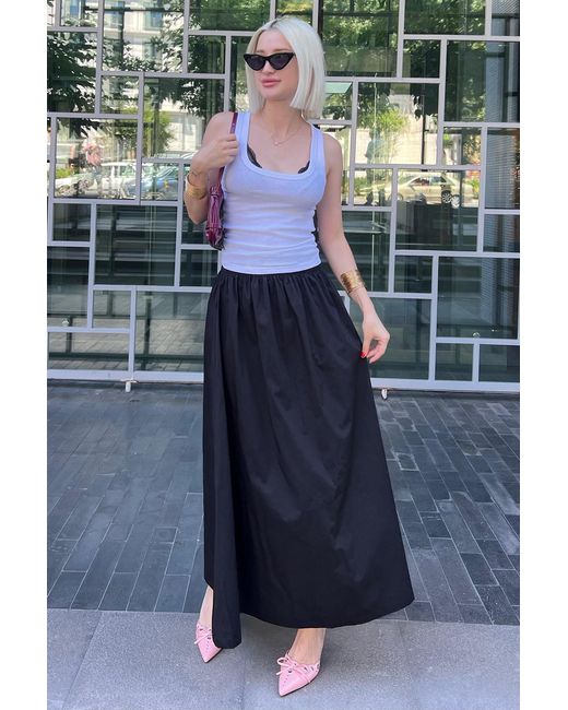 Madmext Blue Schwarzer Basic Midi-Schlitzrock Modell Für Damen