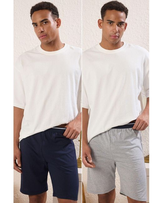 Trendyol Marineblau-Graue 2-Teilige Strickshorts Mit Normaler Passform Für Herren in Blue für Herren