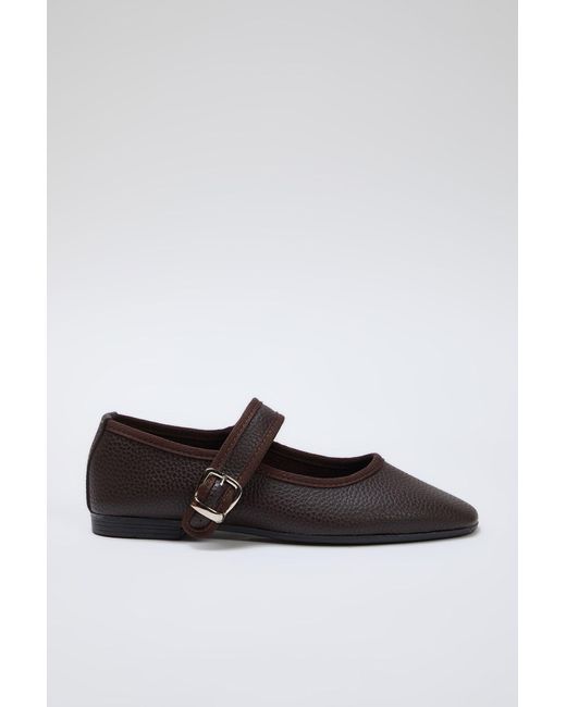 Trendyol Blue Braune, Strukturierte Mary-Jane-Ballerinas Mit Mandel-Zehenkappe Für Damen