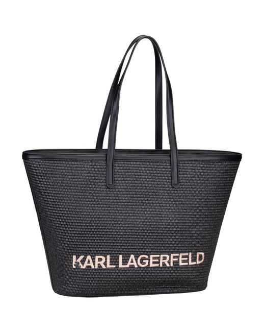 Karl Lagerfeld Black Shopper k/essential raffia 241w3027