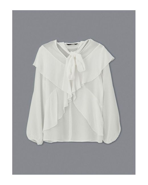 LC Waikiki Gray Bluse Mit Bindekragen Für Damen
