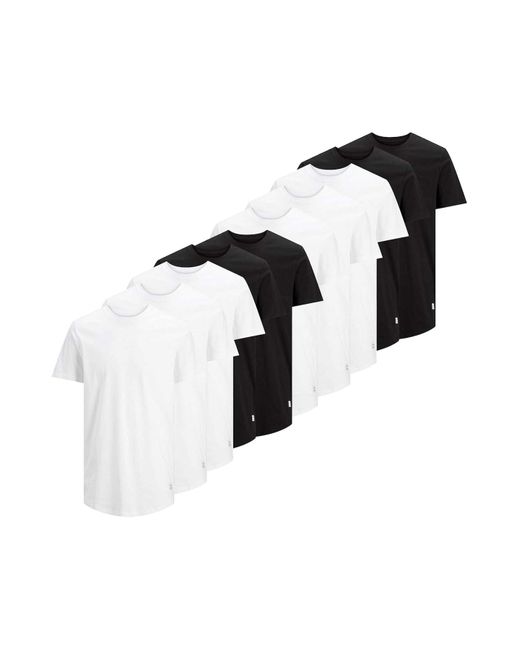 Jack & Jones Jack&jones t-shirt, 10er pack jjenoa, kurzarm, rundhals, baumwolle, einfarbig in Black für Herren