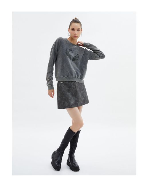 Koton Gray Anthrazitfarbenes Sweatshirt Für Damen