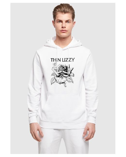 Merchcode Thin lizzy basic hoody mit rose-logo in White für Herren