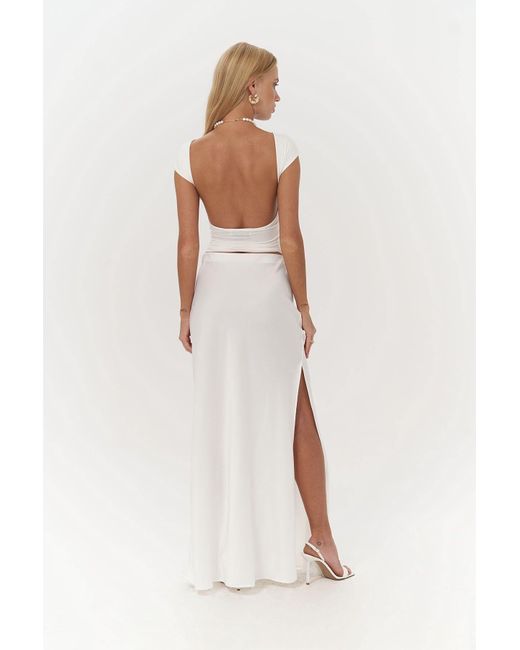 MAİ COLLECTİON White Weißer Satinrock Mit Schlitzdetail Von Cecil Für Damen
