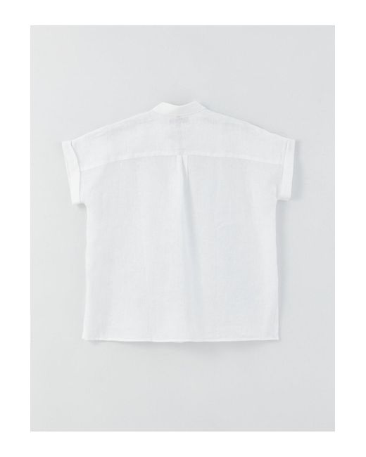 LC Waikiki White Einfarbiges kurzarm-übergrößen-popeline-hemd