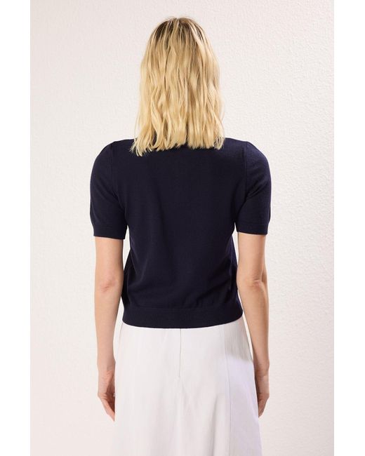 Trendyol Blue Marineblaue Bluse Mit Polokragen Aus Premiumgarn/Spezialgarn Für Damen