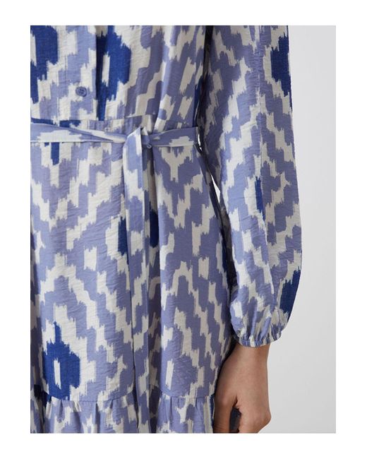 LC Waikiki Blue Lcw Modest Richter Kragen Gemustert Kleid Für Damen
