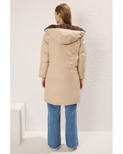 Trendyol Multicolor Dunkelbraun-Ecru Regular Mantel Für Damen