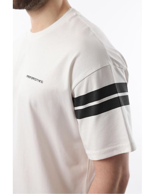 Madmext Stripe Detailliertes Shorts-T-Shirt-Set Für Herren in White für Herren