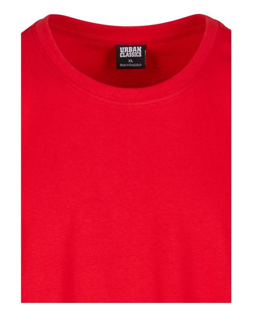 Urban Classics Long shaped turnup t-shirt in Red für Herren