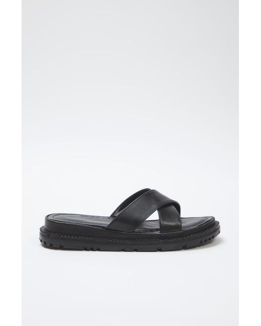 Trendyol Black Schwarze, Extra Bequeme, Flache Hausschuhe Mit Kreuzriemen Für Damen