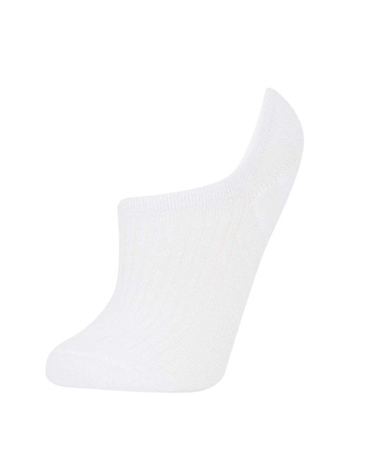 Defacto White 3-Teilige Sneaker-Socken Aus Baumwolle E2085Axns Für Damen