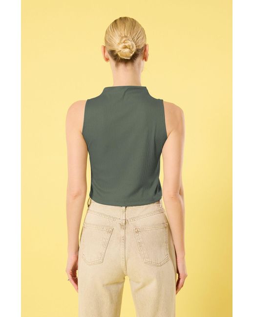 Trendyol Yellow Graue Gestrickte Crop-Bluse – Geraffte Details, Reguläre Passform Für Damen