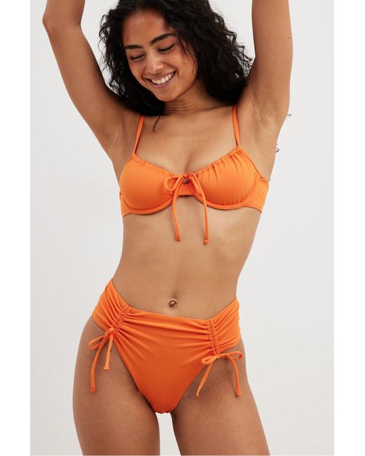 NA-KD Orange Hochgeschnittenes bikinihöschen mit kordelzugdetail