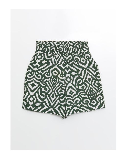 LC Waikiki Red Lcwaikiki Shorts Mit Klassischem Muster – Elastische Taille Für Damen