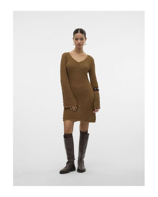 Vero Moda Brown Strickkleid Vmrani Kurzes Kleid Für Damen